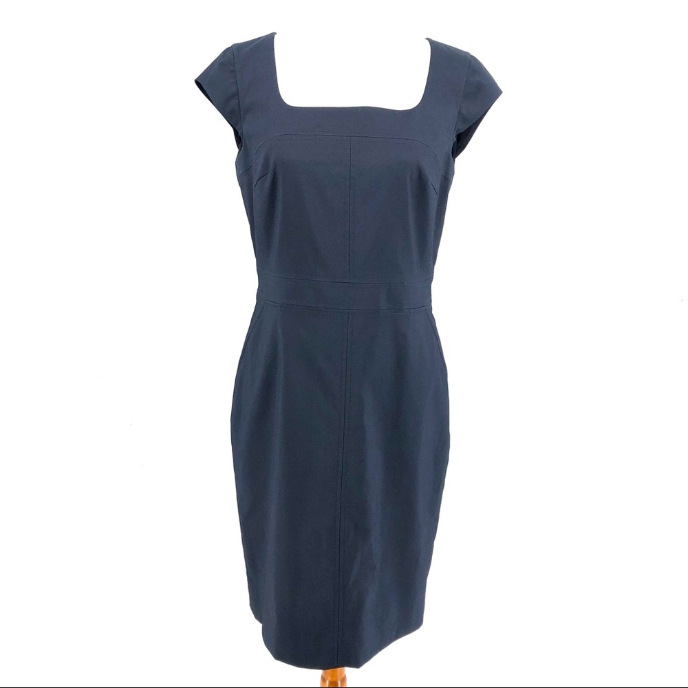 Tory Burch Navy Blue Cap Sleeve Sheath Dress Size 10